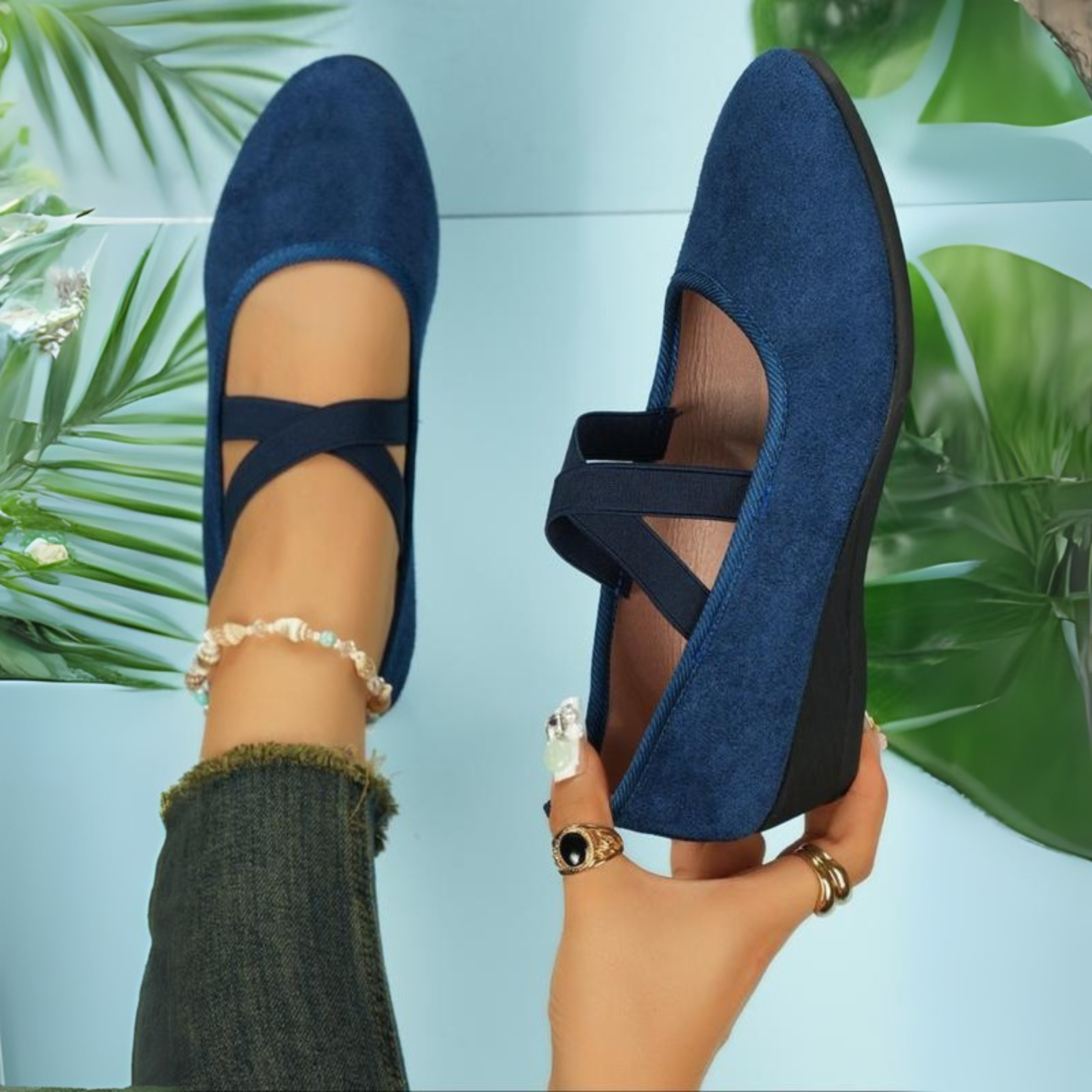 ‍Rozália – Elegáns Wedge Balerina Cipő (Ingyenes)