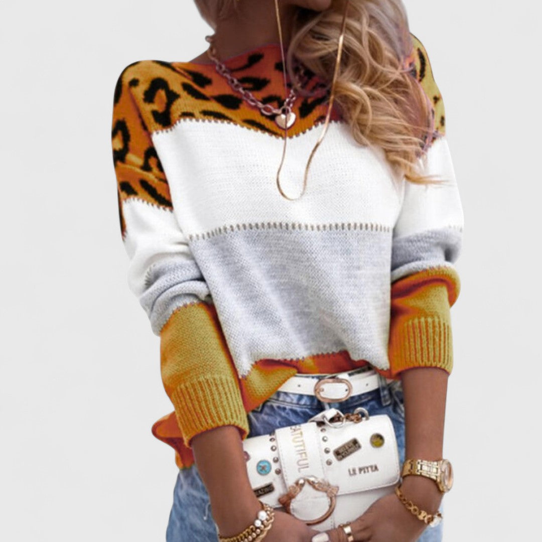 Phaedra - Leopárd mintás pulóver puha textúrával