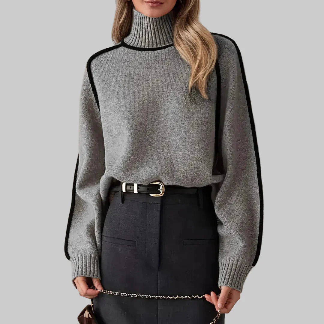 Basilika - Elegáns egyszínű pulóver magas gallérral