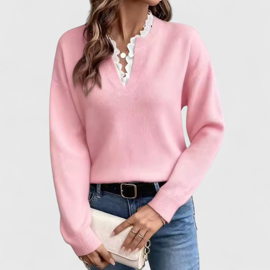 Boldogság - Csipkés Blúz V-nyakkal Elegáns Kényelemmel