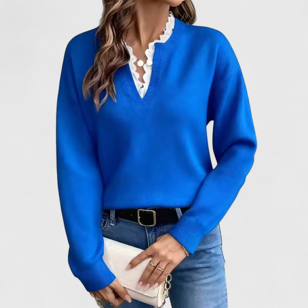 Boldogság - Csipkés Blúz V-nyakkal Elegáns Kényelemmel