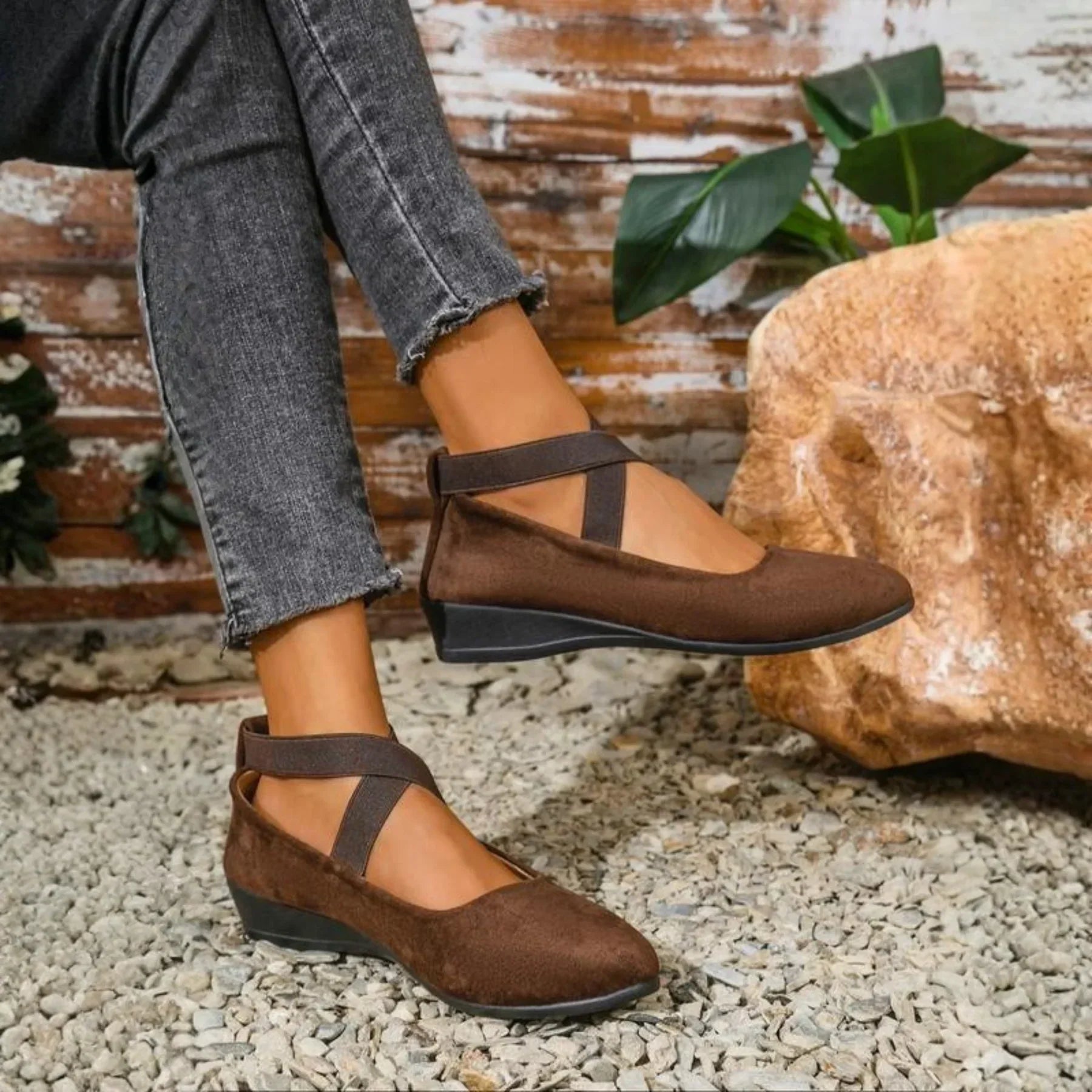 ‍Rozália – Elegáns Wedge Balerina Cipő (Ingyenes)