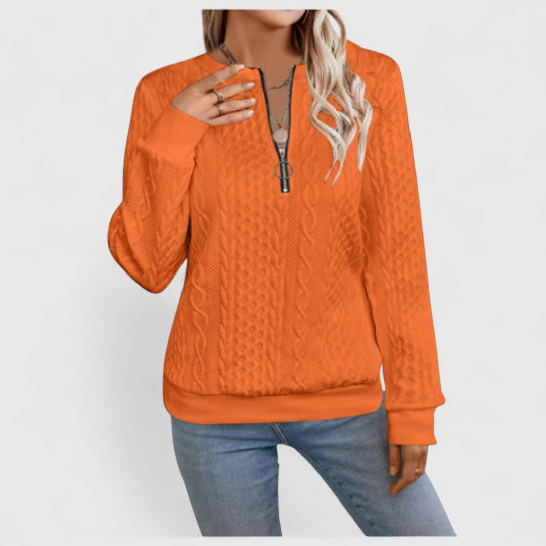 Págona - Női zipzáras kardigán kábelmintával a stílusos kényelemért