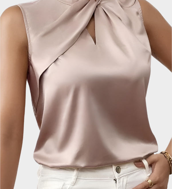 Elegáns Sátén Ujjatlan Blúz